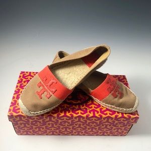 TORY BURCH Weston Espadrilles Walnut/Flame Red
